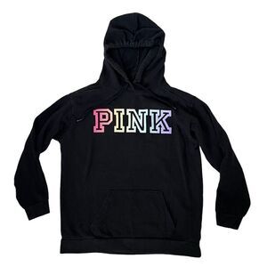 PINK Victoria’s Secret black pink ombré hoodie sweater sweatshirt small womens